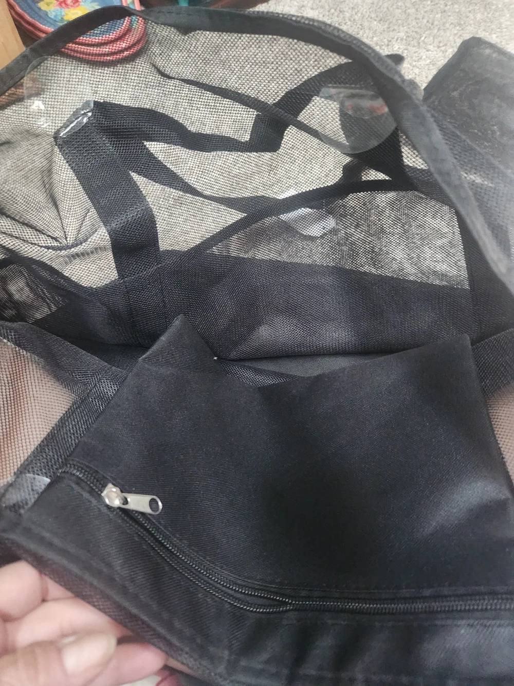 Time and Tru Black Mesh Duffel Tote